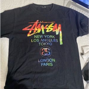 Stussy Rainbow World Tour City Black Graphic T Shirt